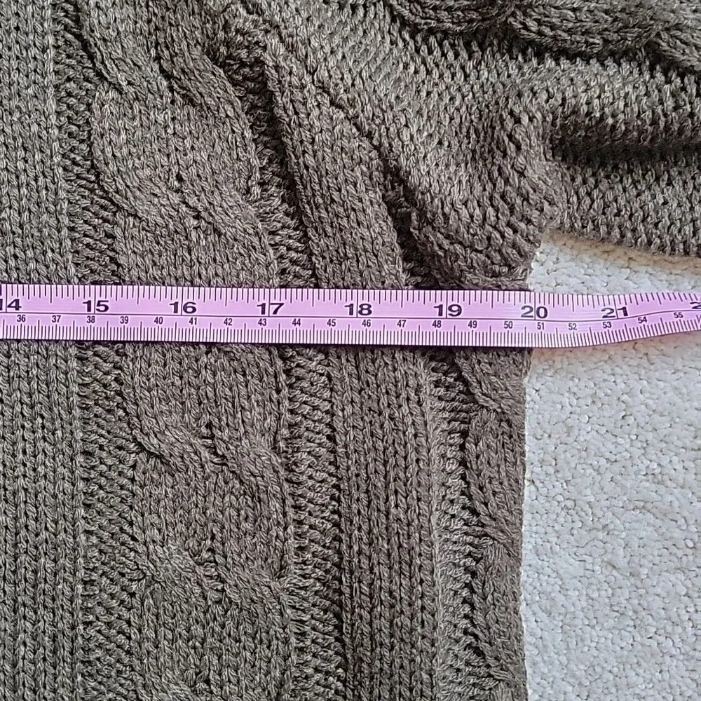 💗 POOF APPAREL LS Sweater Ragged Edge Olive Green L - Picture 10 of 11